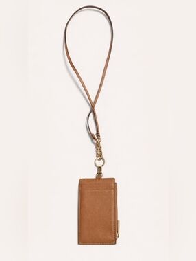 Tory Burch Leather Card Holder Lanyard - Tan